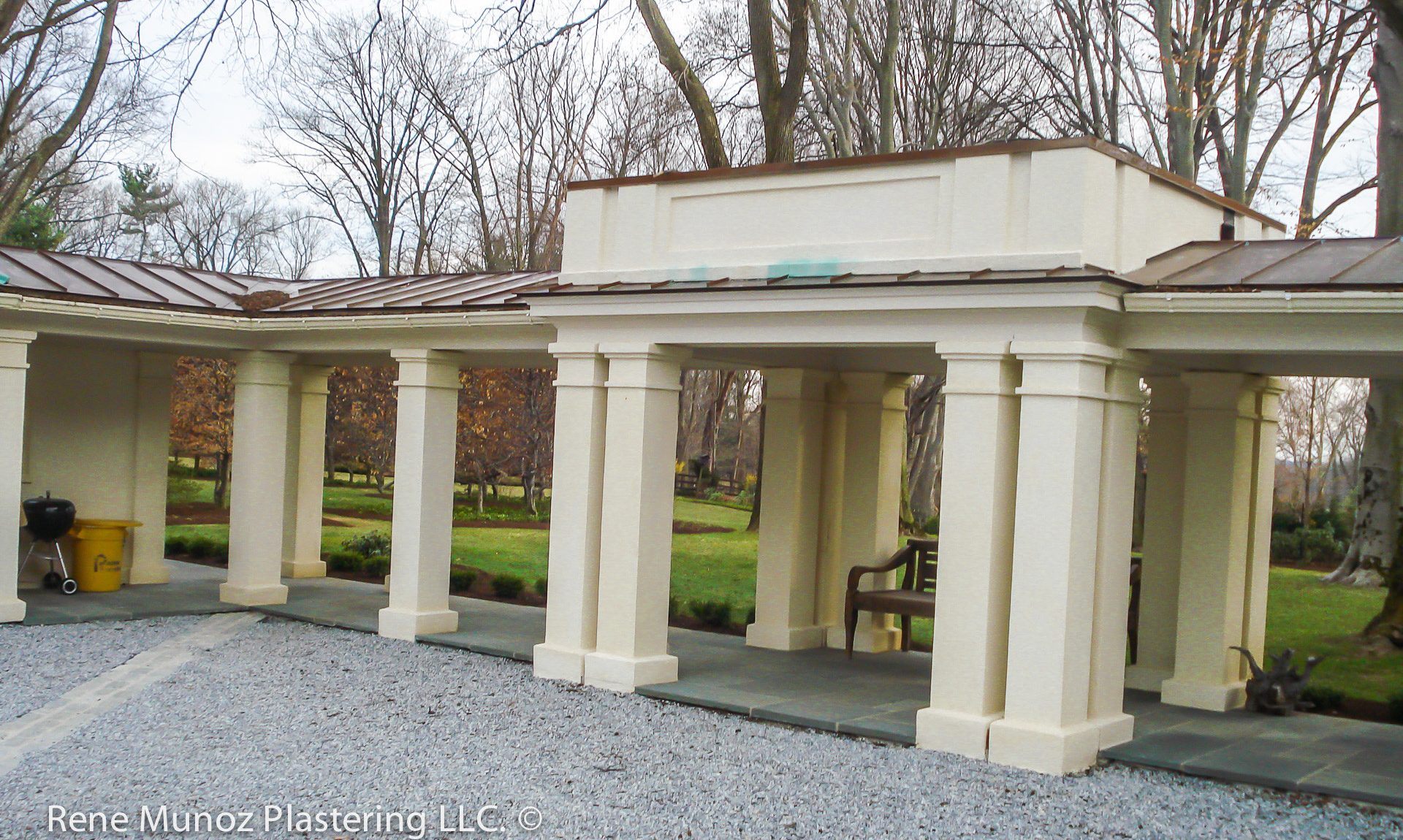 custom stucco pillars corridor, contractor, professional, installer in Villanova, Media PA -3