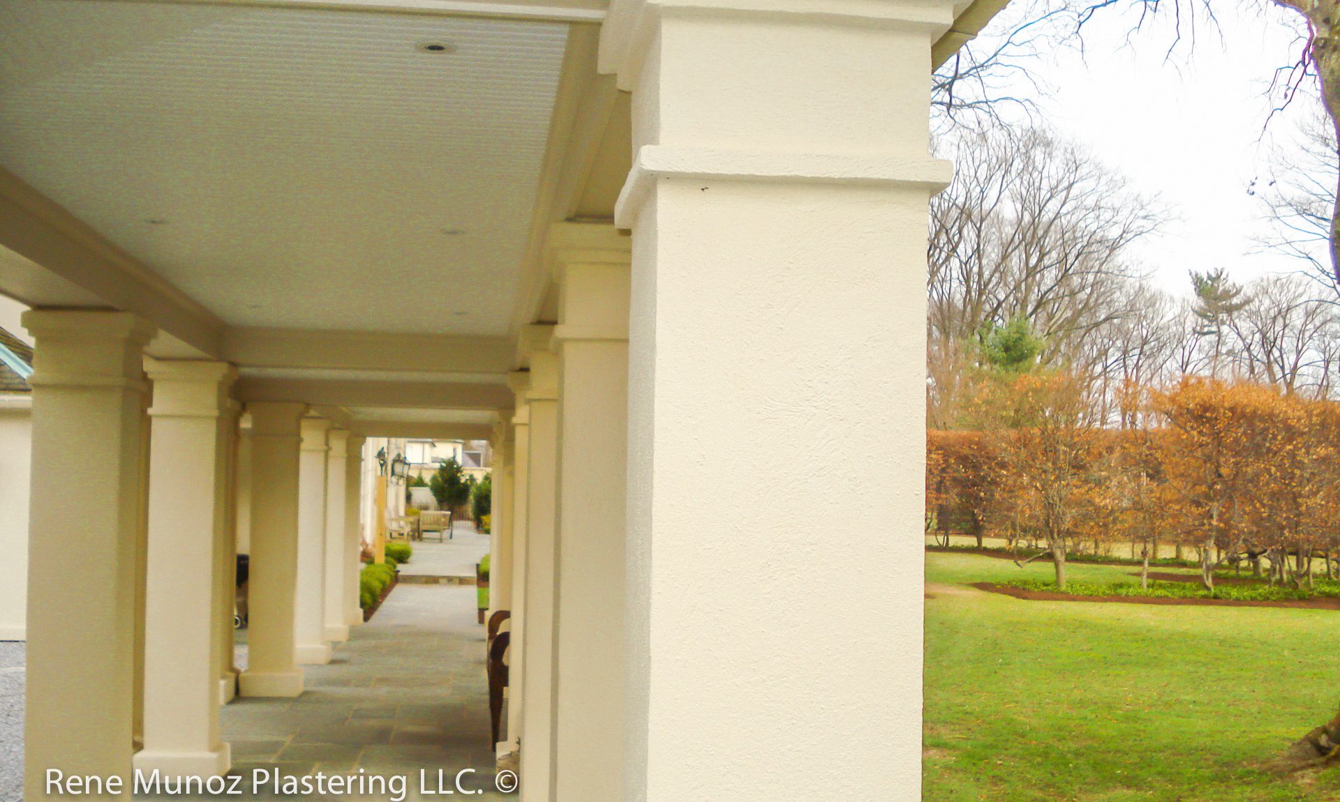custom stucco pillars corridor, contractor, professional, installer in Villanova, Media PA -5